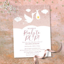 Babydusche Bereit zum Pop Stork Rose Gold Glitzer