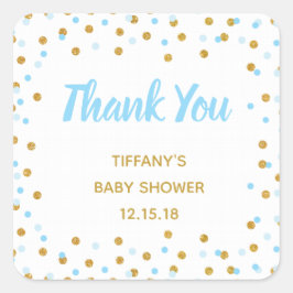 Babydusche bevorzugt Stickers Blue Gold Glitzer