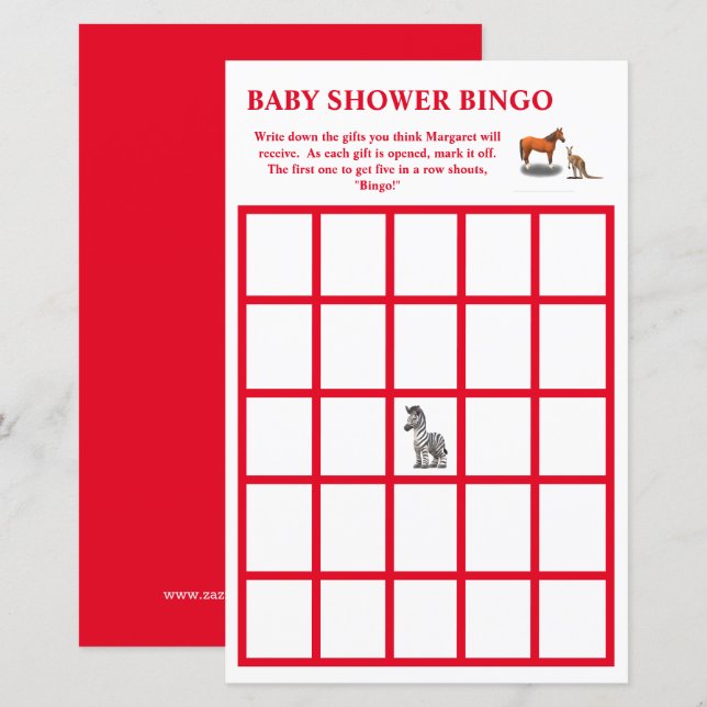 Babydusche Bingo (Vorne/Hinten)