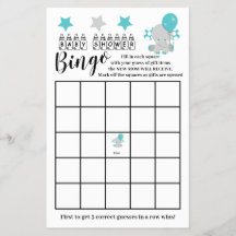 Babydusche Bingo Blue Elephant Boy Game Card