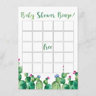 Babydusche Bingo Cactus Fiesta Theme Card Begleitkarte