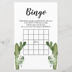 Babydusche Bingo Cactus Floral Taco 'bout Liebe