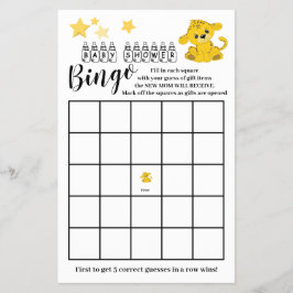 Babydusche Bingo Colorful Tiger Game Card Flyer