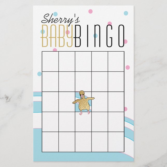 Babydusche BINGO "Flamingo Mommy & Baby" Flyer (Vorne)