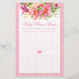 Babydusche Bingo Game Chic Blume Bouquet Pink