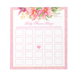 Babydusche Bingo Game Chic Blume Bouquet Pink Notizblock