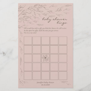 Babydusche Bingo Game Pink Blume