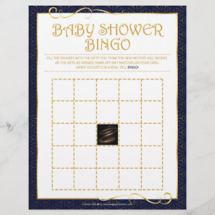 Babydusche Bingo [Golden Blue] Briefbogen