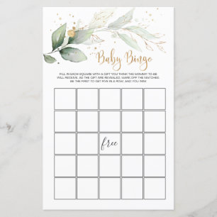 Babydusche Bingo Greenerenerage Foliage Game