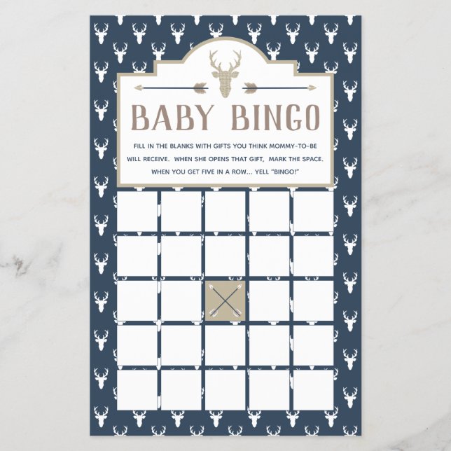 Babydusche Bingo, HirschBaby-Dusche Flyer (Vorne)