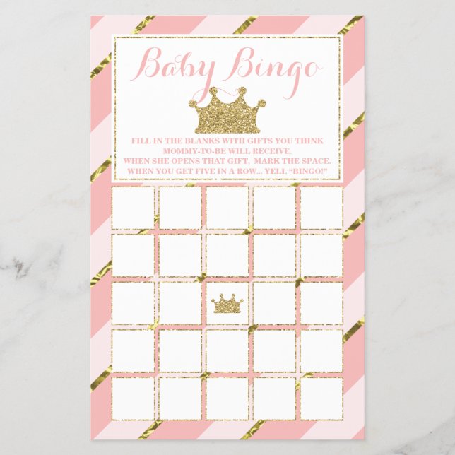 Babydusche Bingo, kleine Prinzessin Flyer (Vorne)