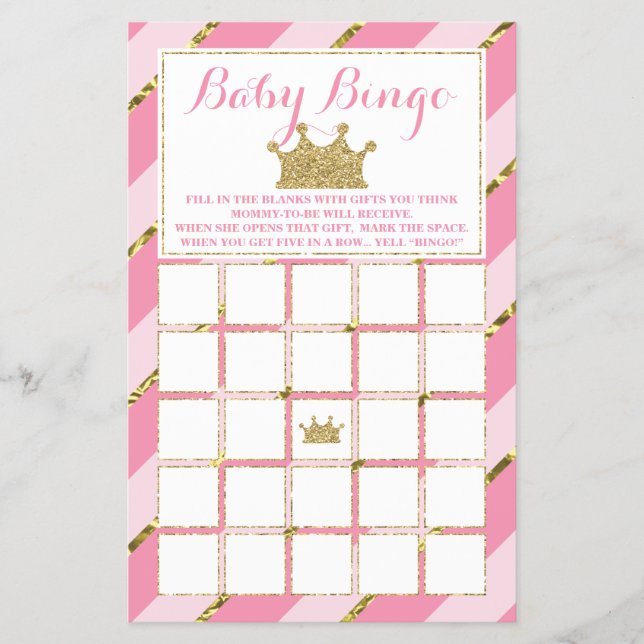 Babydusche Bingo, kleine Prinzessin Flyer (Vorne)