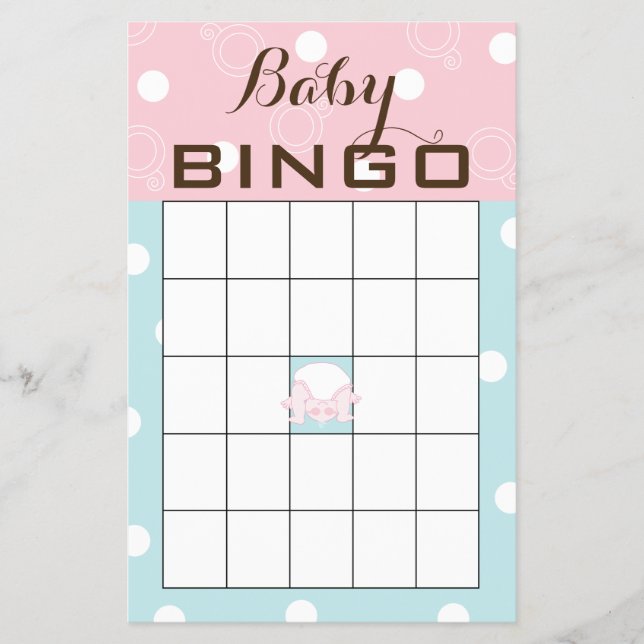 Babydusche BINGO "PINK BLUE BABY" Flyer (Vorne)
