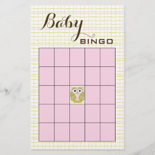 Babydusche BINGO Pink Green OWL Flyer