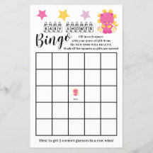 Babydusche Bingo Pink Lion Girl Game Card