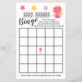 Babydusche Bingo Pink Lion Girl Game Card Flyer