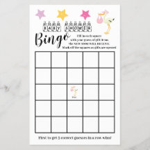 Babydusche Bingo Pink Stork Girl Game Card
