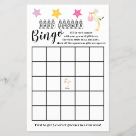 Babydusche Bingo Pink Stork Girl Game Card Flyer
