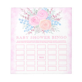 Babydusche Bingo Wasserfarbe Bouquet Pink Roses Notizblock