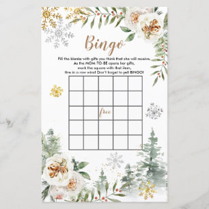 Babydusche Bingo Winter Weiße Pinienbäume