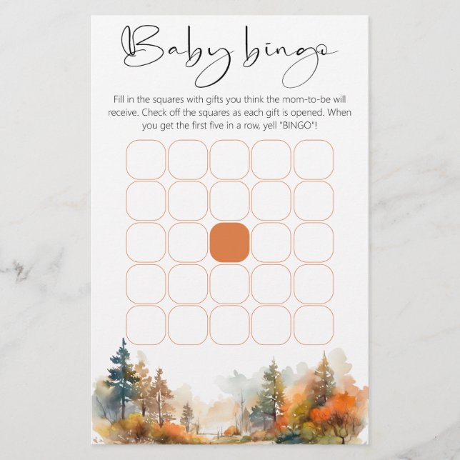 Babydusche-Bingospiel "Herbst-Wald" (Vorderseite)