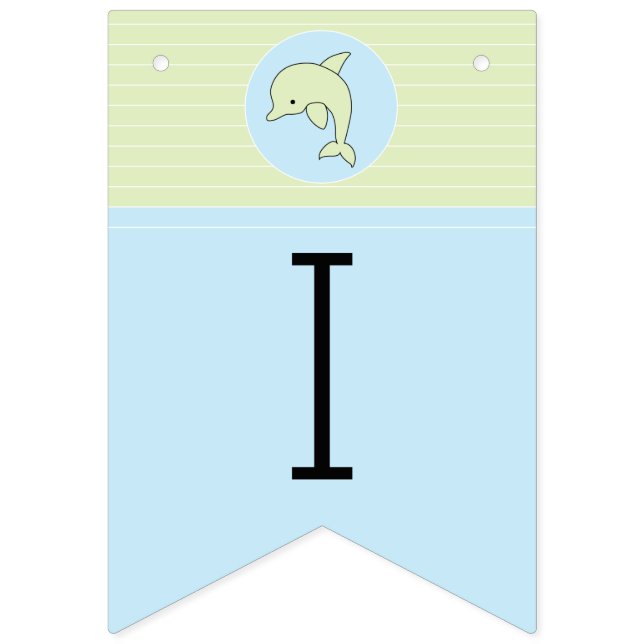 Babydusche Blau/Dolphin, Frack-Banner Wimpelkette (Erste Fahne)