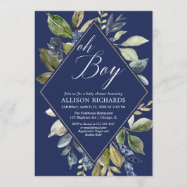 Babydusche, blau und grün einladung