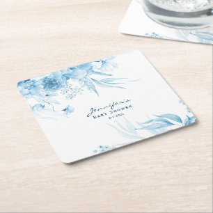 Babydusche, blaue monochrome Stillleben Rechteckiger Pappuntersetzer