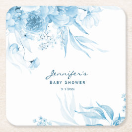 Babydusche, blaue monochrome Stillleben Rechteckiger Pappuntersetzer
