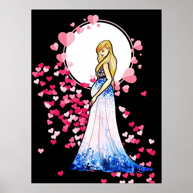 Babydusche Blonde Lady in Maternity Long Dress Poster (Vorne)