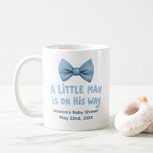 Babydusche Blue Bow Krawatte Little Man Tasse (Mit Donut)
