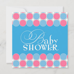 Babydusche Blue Pink Flat Einladung