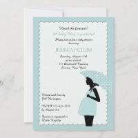 Babydusche Blue Polka Dot Umbrella Einladung
