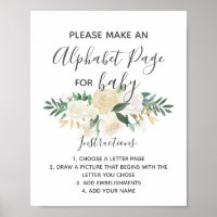 Babydusche Blume Alphabet Page Activity Sign