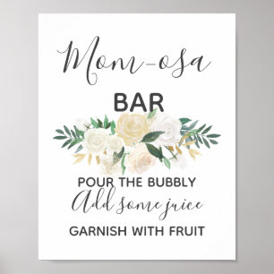Babydusche Blume Momosa Bar Mimosa Zeichen Poster