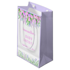 Babydusche Blumenlavender Pink Tulips Kleine Geschenktüte