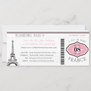 Babydusche Boarding Pass auf Paris Einladung