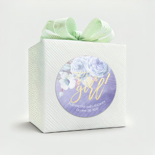 Babydusche Bohemische Blume und Federn Runder Aufkleber