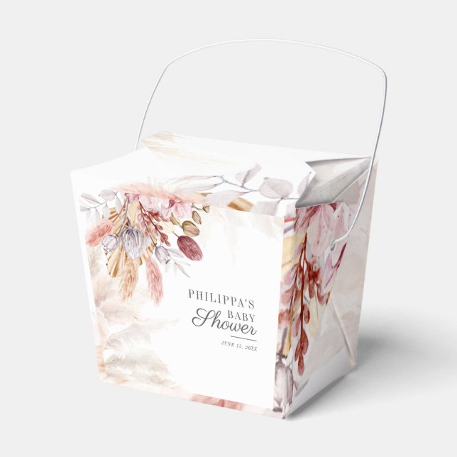 Babydusche Boho Pampas Gras Getrocknete Blume Geschenkschachtel (Vorderseite)