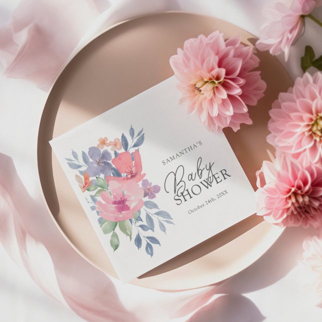 Babydusche Boho Watercolor Floral Serviette (Von Creator hochgeladen)