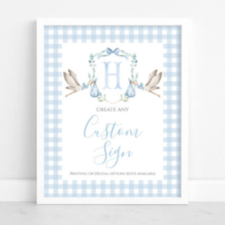 Babydusche "Boy Blue Stork" mit individueller Kenn Poster