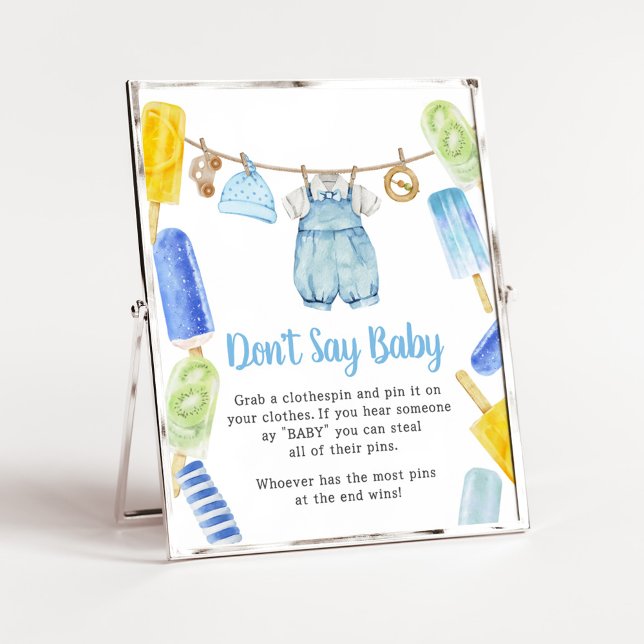 Babydusche "Boy Popsicle" sagt nicht Baby Poster (Popsicle Baby Shower Don't Say Baby Sign)