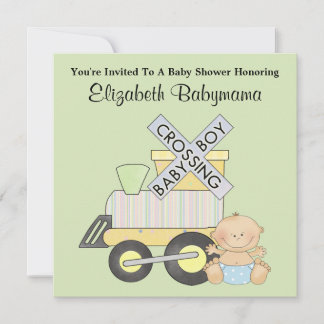 Babydusche Boy Train Crossing Decorative Design Einladung