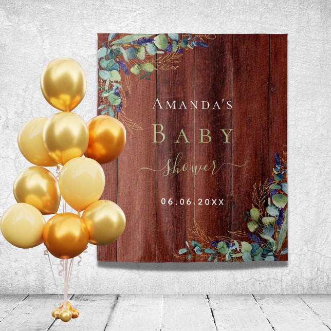 Babydusche Braun Holz Eukalyptus Grün rustikal Wandteppich (Von Creator hochgeladen)