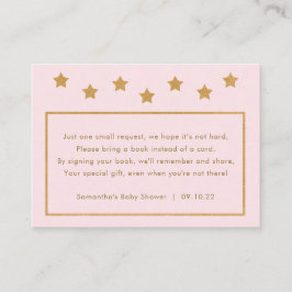 Babydusche Buchanfrage, Rosa goldene Sterne Begleitkarte