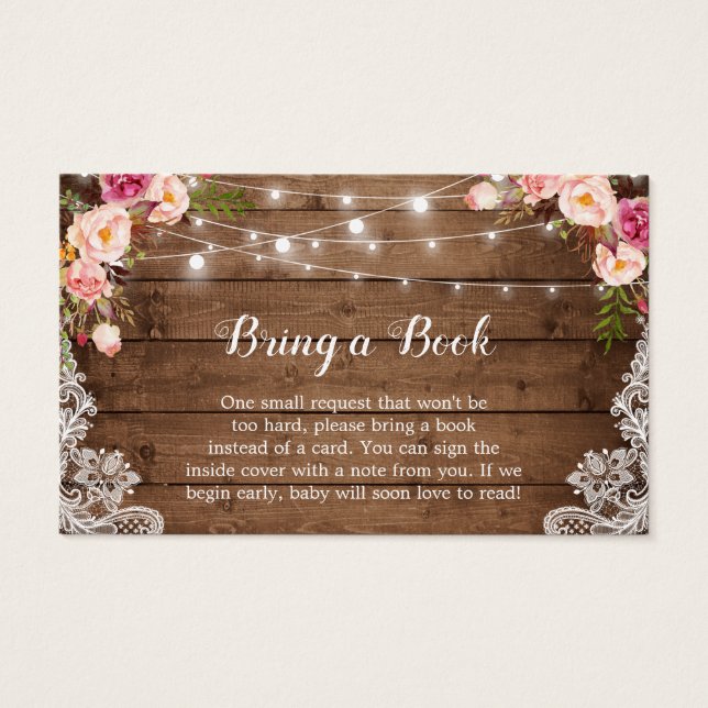 Babydusche buchen Rustikale rosa Blumenmatte (Vorderseite)