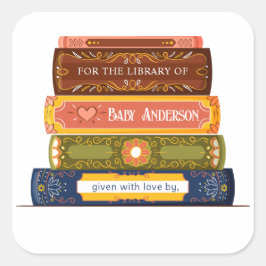 Babydusche Buchzeichen-Aufkleber Quadratischer Aufkleber