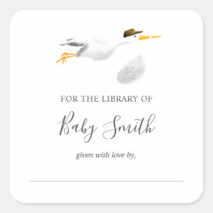 Babydusche Buchzeichen Stork Sticker