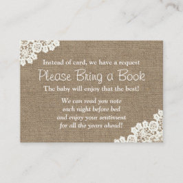 Babydusche Burlap & Lace Bringen Sie eine Buchungs Begleitkarte