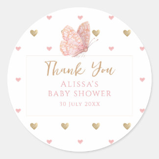 Babydusche Butterfly Danke Runder Aufkleber